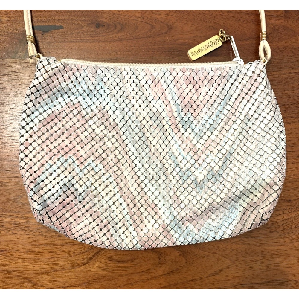 Whiting and Davis Iridescent Pastel Metal Mesh Crossbody Evening Bag Purse